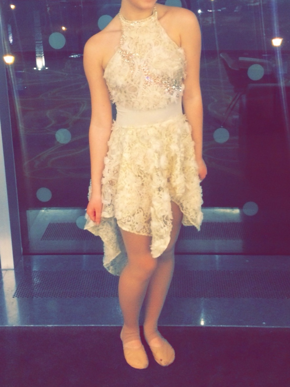 Elegant Ivory Lace Leo and Skirt Dance Costume